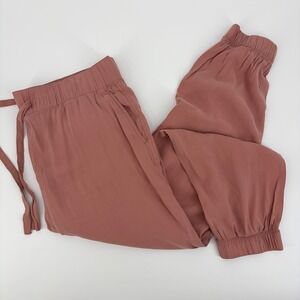 Mauve Pink Drawstring Joggers Elastic Waist Cuffed Hem Pants Womens XL Coastal